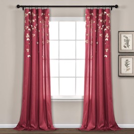 Lush Decor - Panel de cortina con diseño de flores, panel cortina, Rojo, 84" x 42",, 1