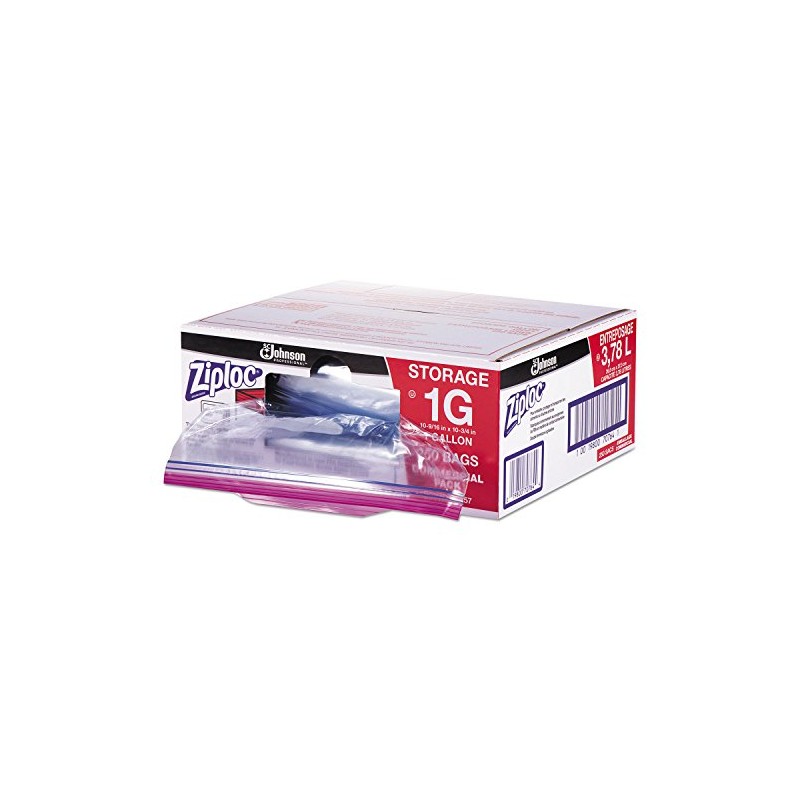 Ziploc 682257 Double Zipper Bags, Plastic, 1gal, 1.75mil, Clear w/Write-On
