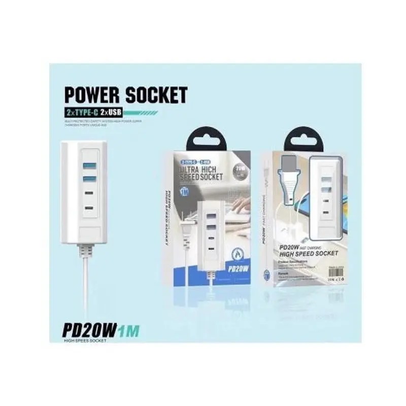 Multicargador Carga Rápida 2 X Usb 2 X Tipo C