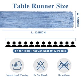 XSEINO 2 Pieces 10FT Sage Green and Dusty Blue Cheesecloth Table Runner Boho Gauze Fabric Table Runner Rustic Sheer Runner for Wedding Birthday Baby Shower Party Boho Table Decoration