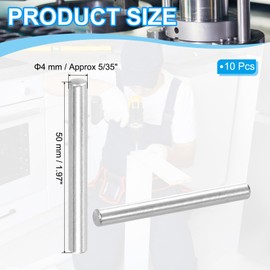 PATIKIL 304 Stainless Steel Dowel Pin 4x50 mm (5/35" Dia), 10 Pcs Hardened Metal Dowel Pins Bunk Bed Pegs Pin Replacement Hardware for Shelf Furniture Assembly DIY