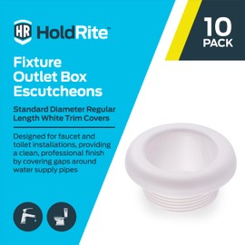 Holdrite HR-F-WH, White Trim Cover, Copper, PEX, CPVC Fixture Outlet Box Escutcheon, 10 Count