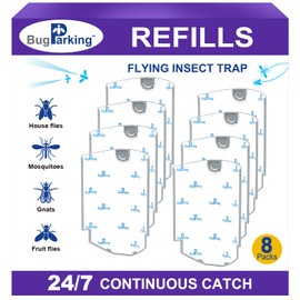 Bug Parking 8 Pack Upgraded Flying Insect Trap Refill ONLY Compatible with BP001, High-Stick Replacement Refill Cartridge for Use with Bug Parking Plug-in Light