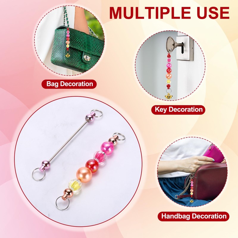 PATIKIL 20 Pcs Beadable Keychain Bars, Metal Beaded Keychain Blanks