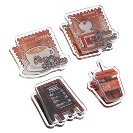 PATIKIL Cute Chip Bag Clip, 4 Pcs Acrylic Coffee Paper Clip Chip Clip Food Bag Clip Clamps for Paper Pictures Photos Notes Kitchen Home Office, Dark Brown