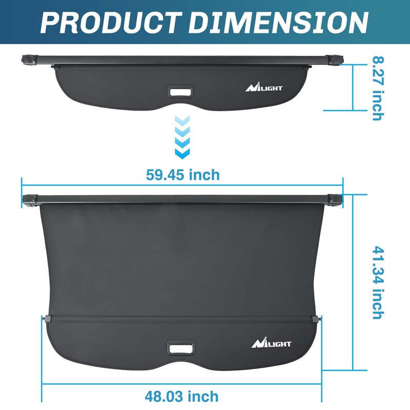 Nilight Trunk Cargo Cover for Honda Passport 2019 2020 2021