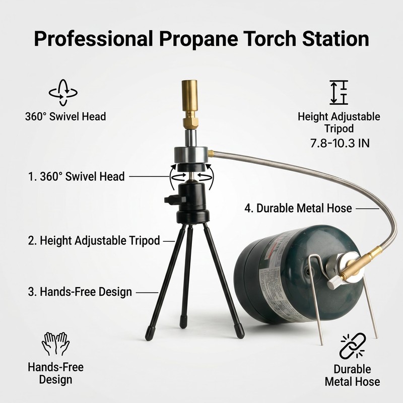 Cybring Propane Torch Head with Adjustable Tripod, Hands-Free Pencil Flame