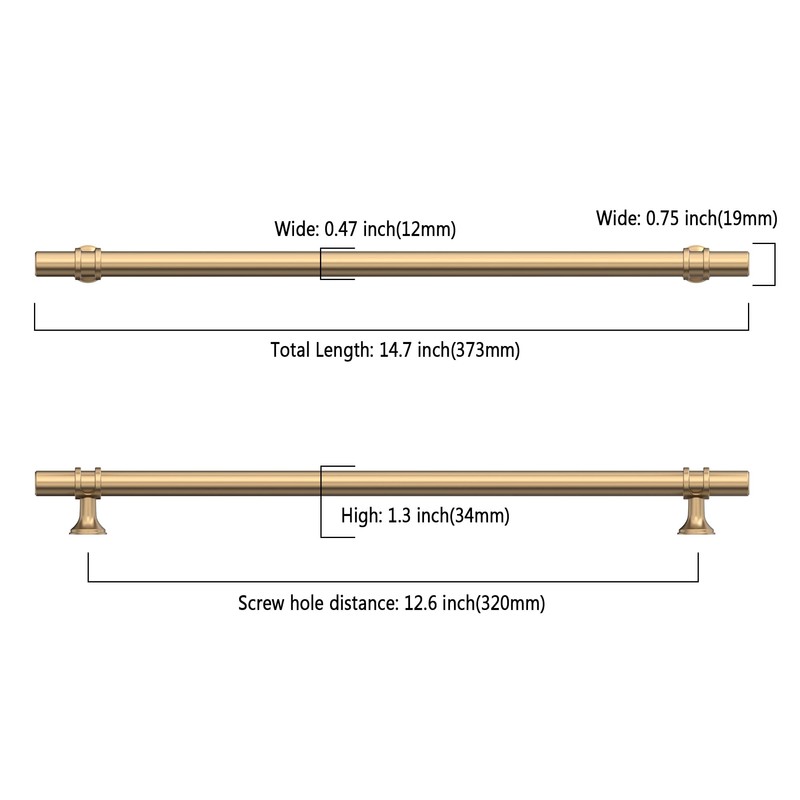 Asidrama 10 Pack 12.6 Inch(320mm) Champagne Bronze Kitchen Cabinet Handles,