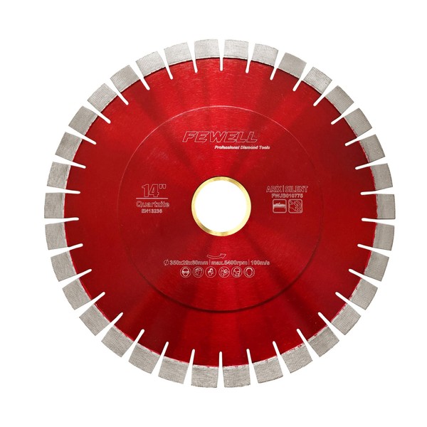 FEWELL 14inch Bridge Saw Blade for Cutting Quartz, 350mm Silent