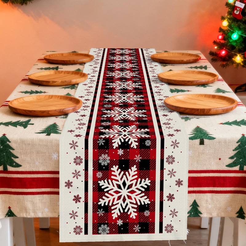 13 x 108 Inch Christmas Table Runner - Red and