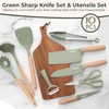 Kitchen Knife Sets, 10-Piece Green Sharp Knife Set & Utensils