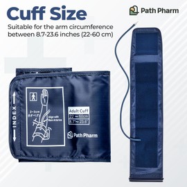 Path Pharm Blood Pressure Cuff - Premium Blood Pressure Monitor Cuff Compatible with Omron - 22-60cm Adjustable Replacement Cuff with 7 Connectors - Easy to Install Fan Shaped BP Monitor Arm Cuff for Adults