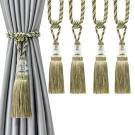 Fenghuangwu Alzapaños de cortina con borlas, hechos a mano, elegantes soportes de cortina de cristal para decoración del hogar y la oficina (mezcla verde, 4P)