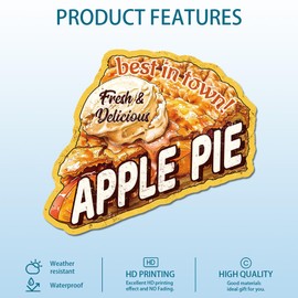 GLOBLELAND Fresh Delicious Apple Pie Metal Tin Sign "Best in Town" Funny Food Vintage Tin Sign Wall Decor for Dining Hall Kitchen Restaurant Cafeteria Dessert Shop Bakery