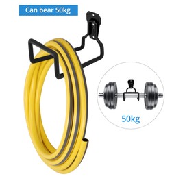 QWORK® Hose Holder Wall, Garden Hose Holder, Black, with 50 kg Load Capacity for Garden, Garage and Workshop