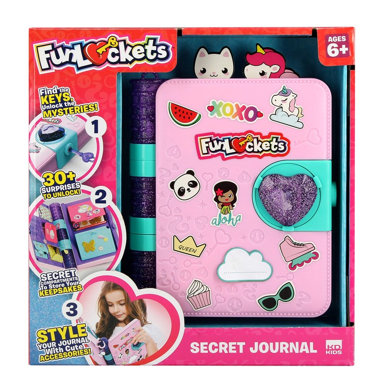 FunLockets Secret Journal, Diary, Activity and Creativity, Sticker and Stationery