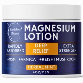 Brookethorne Naturals Magnesium Lotion for Muscle Recovery, Soreness & Daily Support | Topical Magnesium Cream with Arnica, MSM & Reishi Mushroom | Deep Relief Cream for Legs, Joints & Body | 4oz