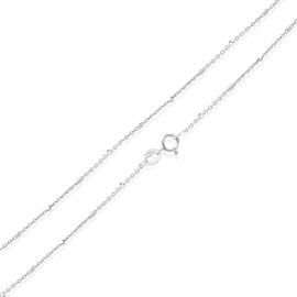 SEA OF ICE Sterling Silver 1mm Diamond-Cut Bead Station Rolo Chain Necklace, Size 24"