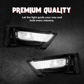 RP Remarkable Power, Fits For 2013 - 2015 Accord 4 Door Clear Fog Light Kit (Not Compatible with Hybrid) FL7046 with Switch, Wiring, Harness and 12V-35W Bulbs