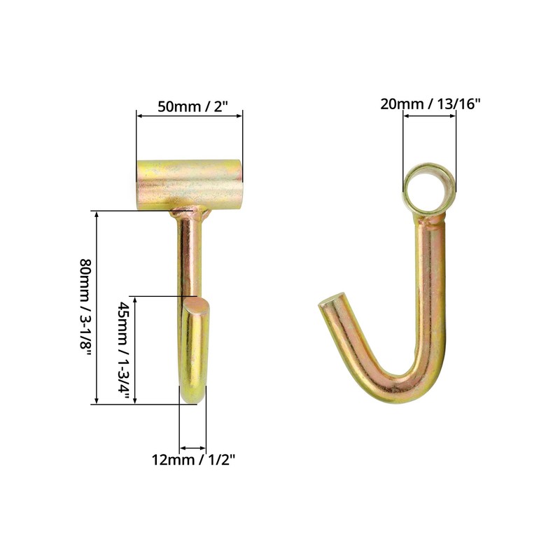 QWORK 4 Pack 2" Heavy Duty Tie Down J Hook