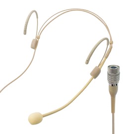 MICMXMO Unique Microphone with Headband Compatible with Audio-Technica Wireless Transmitter Omnidirectional Condenser Mic Beige (Hirose Plug 4 Pin)
