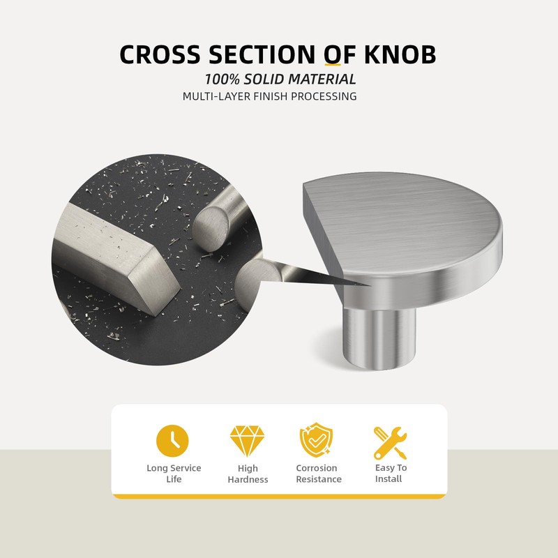 goldenwarm 5 Pack Brushed Nickel Cabinet Knobs Silver Drawer Knobs,