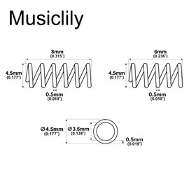 Musiclily Pro Steel Intonation Springs for Strat Style Electric Guitar String Tabs, Black (20 Pieces 8 mm and 10 Pieces 6 mm)