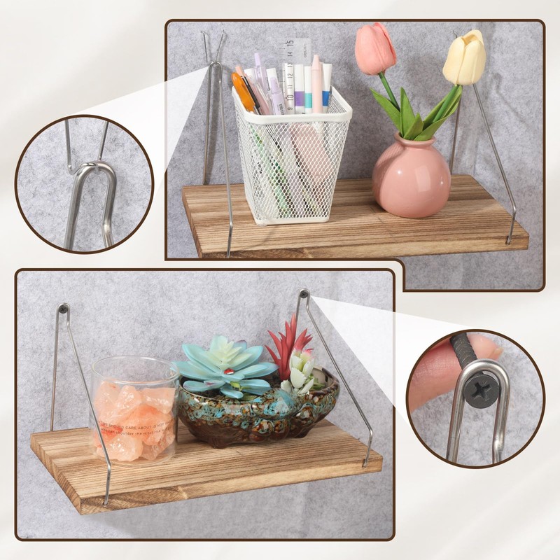 VZZNN Fabric Wall Cubicle Shelf with Hooks (11.8' Wooden), Office