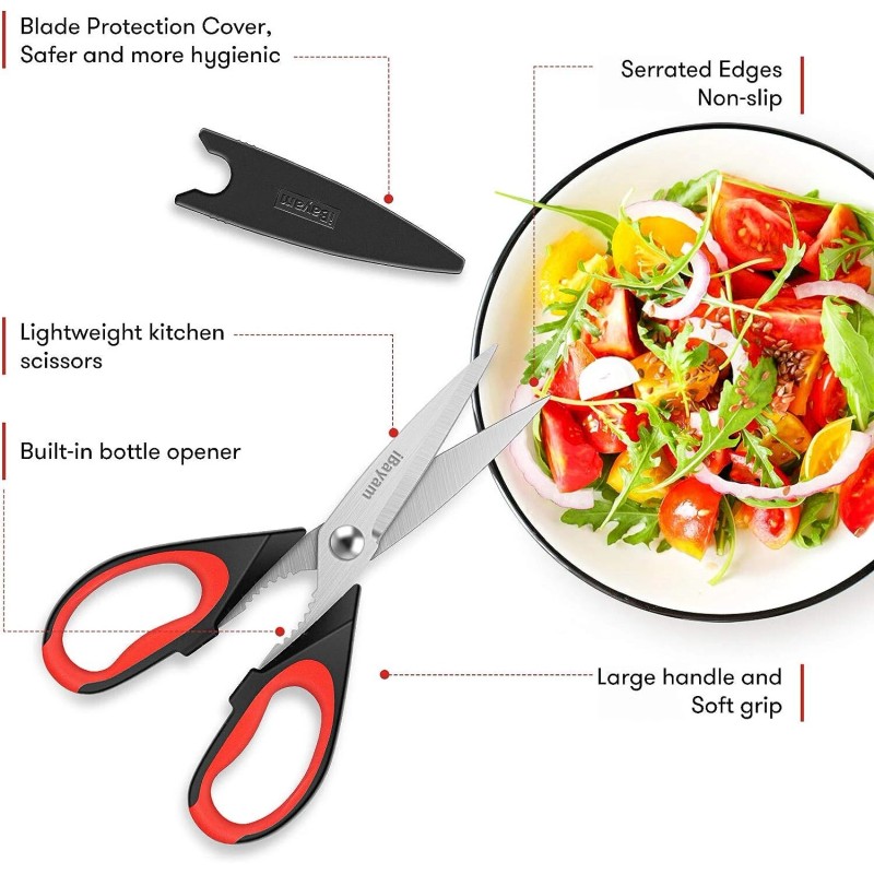 iBayam 2 Pack Heavy Duty Kitchen Scissors Super Sharp Comfort