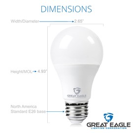 Great Eagle Lighting Corporation Super Bright LED Light Bulb 150W-200W Equivalent Dimmable 5000K Daylight UL Listed (2-Pack)