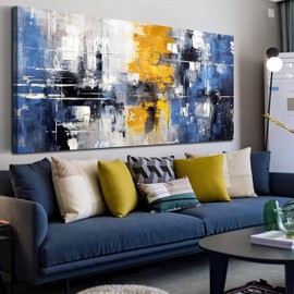 ZHAOSHOP Blue Wall-Art Living Room - Abstract Wall Decor for Office - Modern Minimalist Wall Art Ready to Hang Size 30" x 60"