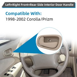 DEAL AUTO ELECTRIC PARTS New 4pcs Complete Left+Right Front+Rear Side Beige Interior Door Handle Replacement Kit Pair Compatible With 98-02 Corolla/Prizm