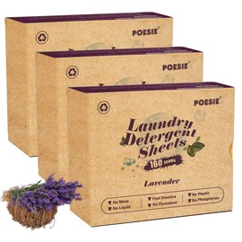 Poesie Laundry Detergent Sheets Lavender Scent 3 Pack 480 Sheets 240 Loads Laundry Strips No Plastic Jug Liquidless Travel Portable Laundry Detergent HE for Camping Dorm Life