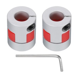 sourcing map Aluminum Plum Shaft Coupling 6.35mm to 10mm Bore L25xD20 Flexible Coupler for 3D Printer CNC Machine and Servo Stepped Motor Pack of 2