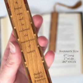 Poet Ralph Waldo Emerson Friend Quote Handmade Wooden Bookmark - Also Available with Personalization - Made in USA