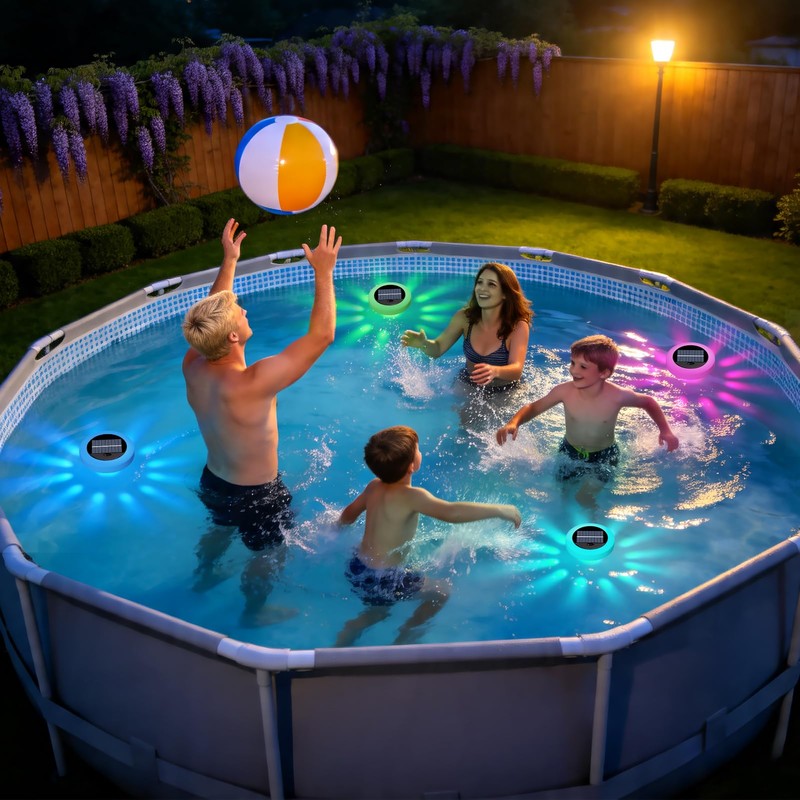 NiceBuy 4-Pack Solar Floating Pool Lights Outdoor Waterproof Solar-Powered that