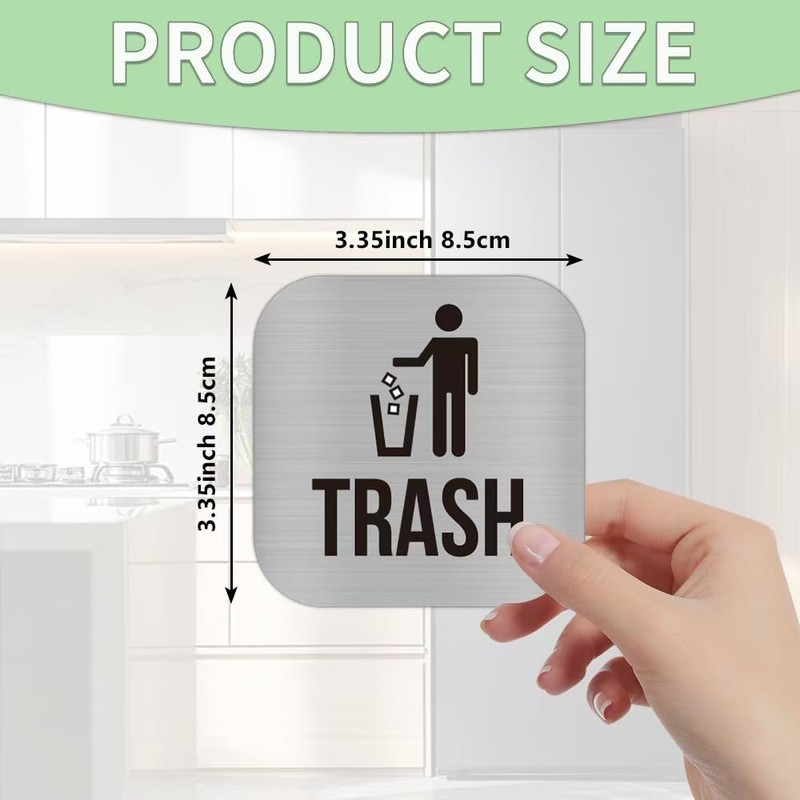 2 Pack Recycle and Trash Magnets,Brushed Silver Recycle Sticker for