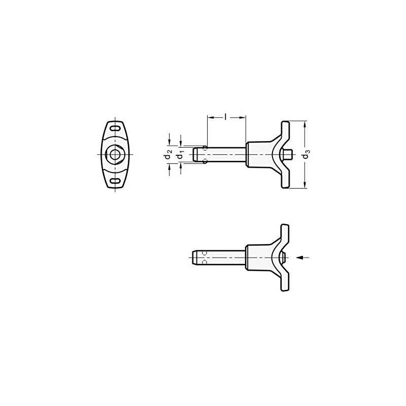 Ganter Normelemente Stainless Steel Ball Lock Bolt GN 113.7-8-20 Bolt