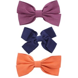 Set of 3 Denim Bow Clips - Mix
