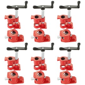 Acymner Wood Gluing Pipe Clamp Set | 1/2" Heavy Duty Woodworking Cast Iron Pipe Clamps Quick Release Pipe Wood Clamps (6 Pack, 1/2")