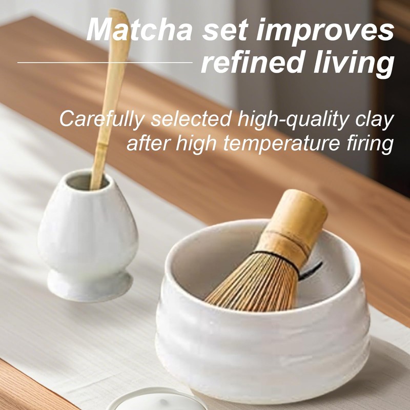 Henrrida 4 PCS Matcha Set,Ceramics Matcha Bowl 19 Oz,Include Matcha