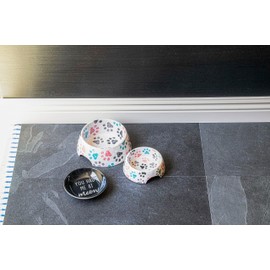 TarHong Retro Fun Paw Print Pet Bowl for Food and Water, Pure Melamine, Shatterproof,