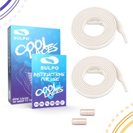 SULPO Flat Shoelaces without Tying - Colourful Quick Release - Elastic Shoe Laces - Rubber - Shoelaces - Laces for Children and Adults, light beige, Unit size