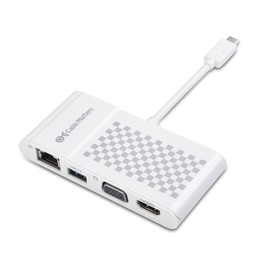 Cable Matters USB C Multiport Adapter (USB C Dock with USB C to HDMI or USB C to VGA), USB 3.0 and Ethernet White - Thunderbolt 4 / USB4 / Thunderbolt 3 Port Compatible with MacBook Pro, Dell XPS