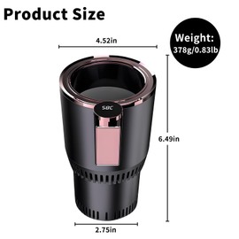 Yesinaly 2-in-1 Smart Car Cup Cooler and Heater, Smart Cup for Car with LED Temperature Display Touch Control, Keep Drink Cold or Hot in Car Cup Holder Fits in Commuter Road Tripper, Black