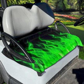 Darisoco Fire Green Golf Cart Seat Covers Blanket Golf Cart Towel Seat Covers Fit for Most 2 Seat Golf Carts Easy to Install & Clean Dec