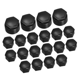 A ABSOPRO Car Wheel Lock Lug Bolt Nut Cover Caps 17mm ID Center Tire Cover Bolt Locking Caps with Clip Tool Set Plastic Black (Set of 20)