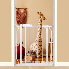 38.5-43.5 Inch Walk Throug Baby Gate for Stairs Pet Dog Gate Indoor for Doorways Pressure Mounted Safety Child Gate for Kitchen Living Room with Extensions