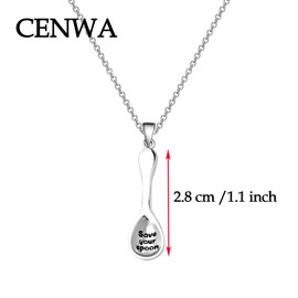 CENWA Spoonie Gift Save Your Spoons Necklace Mental Health Awareness Jewelry Chronic Illness Gift Spoonie Fibromialgia Charm Gift (Save Your Spoons N)