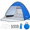 Glymnis Pop Up Beach Tent for 1-2 People (S) Beach Shelter with Sliding Door UV Protection 50+ Against Wind